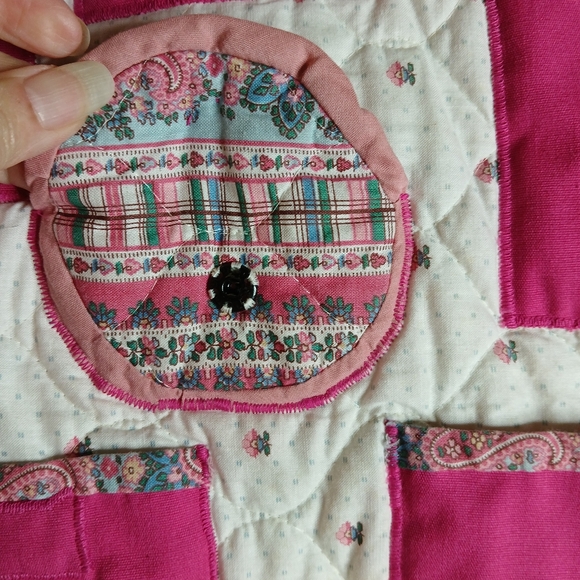 1986 Handmade Vintage Bright Pink and Patterned Quilted Bag - Picture 14 of 16